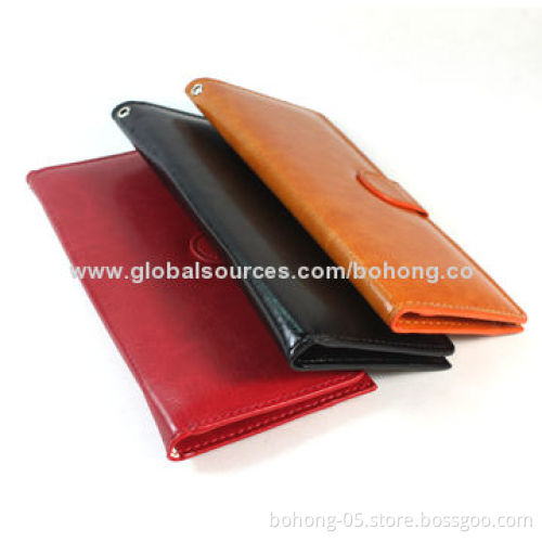 Universal leather case for smartphone, wallet design,different colors and materials are available